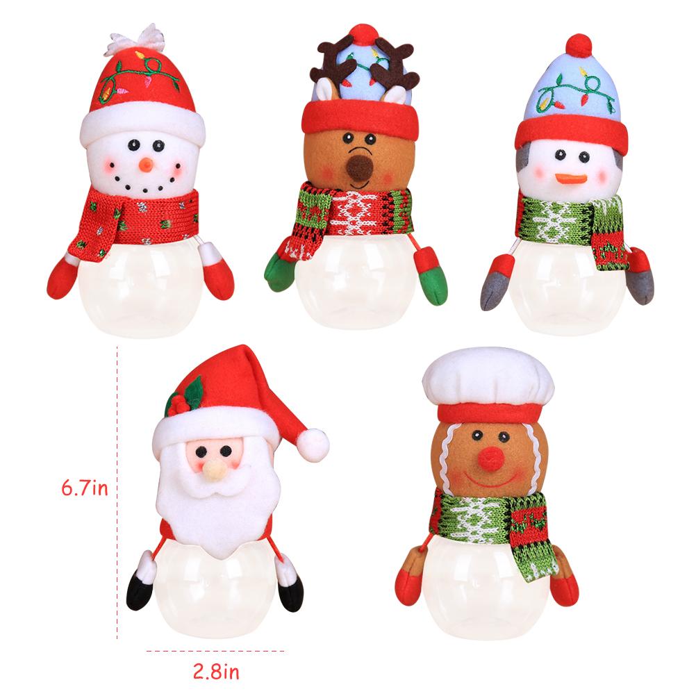 Cute Christmas Candy Storage Can Decor Gift Clear Plastic Candy Jar Gift Bottle Holder Xmas Decor