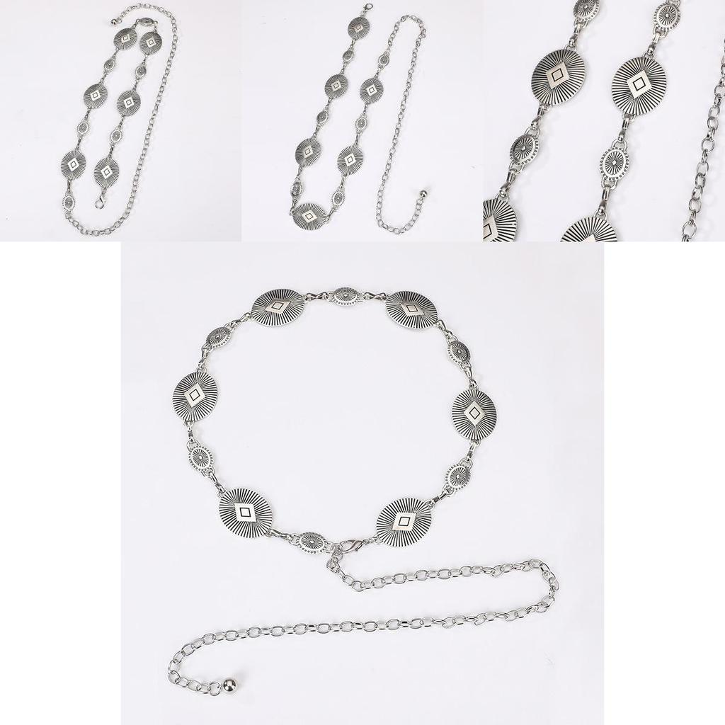 Womens Metal Waist Chain With Artistic Engraving For Daily Fashion Accessory