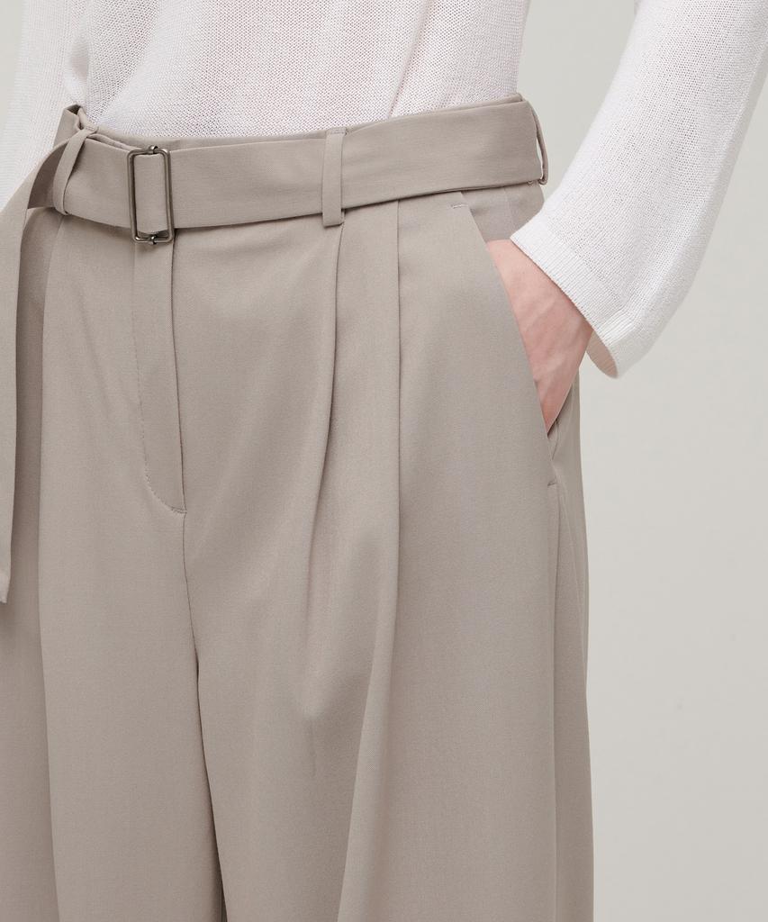MUSINSA STANDARD WOMAN Women'S Real Wide Belted Slacks [Light Beige]