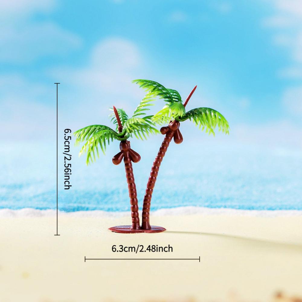 5 Stück Miniatur-Kokospalmen-Set, Simulierte Strand-Sand-Schale Landschaftsmodell, Doppel-Kokospalmen-Pflanzen-Dekorationen, Zubehör-Schmuckstücke