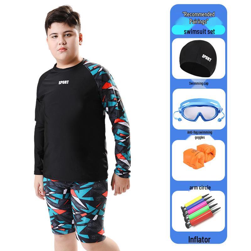 Kids' Long Sleeve Sun-Protective Swimsuit: Quick-Dry, Chlorine-Resistant UPF50+ Two-Piece Set