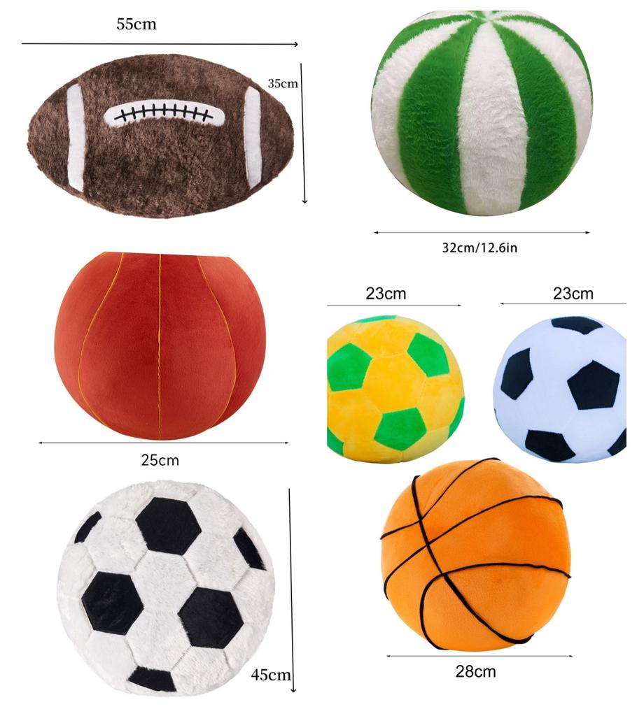 Cute Plush Spherical Cushion Simulated Football Cushion Basketball Plush Toy Doll Giving Children Gifts Family Fun Ornaments