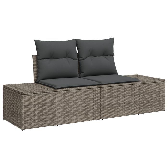 VidaXL Canapé de jardin 9 pièces avec coussins en poly rattan gris 3347219