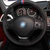 Handgjort äkta läder Svart mocka Bilrattöverdrag för BMW F30 F31 F34 F20 F21 F22