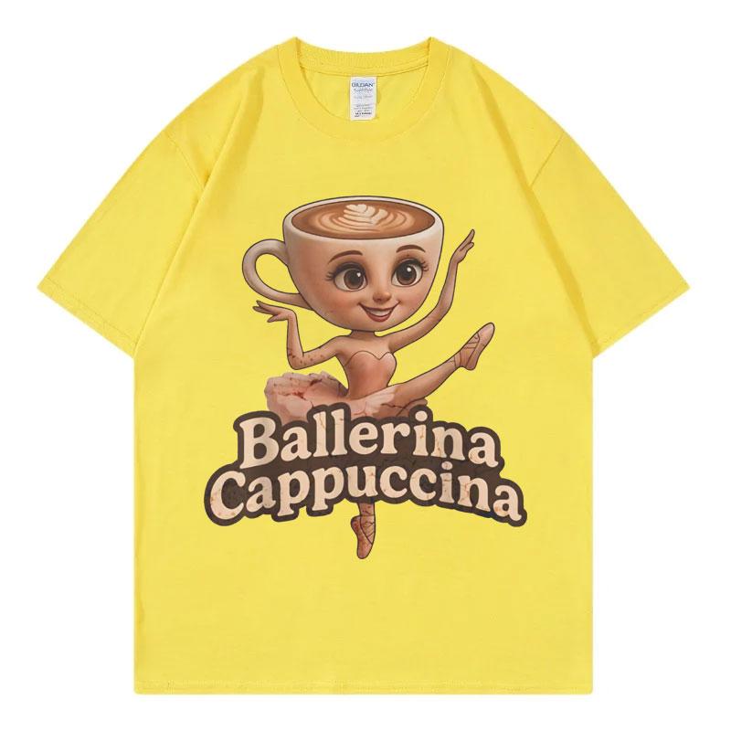 Funny Italian Brainrot Meme Ballerina Cappuccina Tshirt Men Women Vintage Fashion Y2k Tshirts Summer Casual Oversized T Shirt