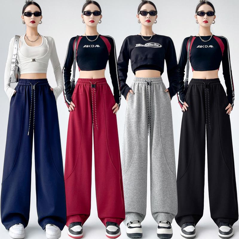 

Women s High-Waist Wide-Leg Sweatpants: Autumn/Winter Thickened Velvet Casual Pants XL [125-150 lbs]