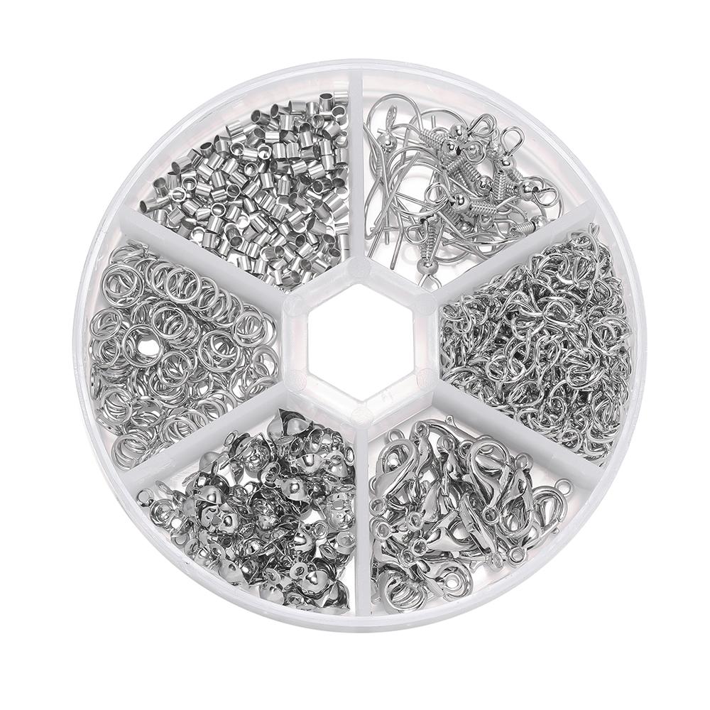 6Grids Alloy Accessories Jewelry Findings Set Repair Tools Lobster Clasp Open Jump Rings Earring Hooks for DIY Jewelry Making