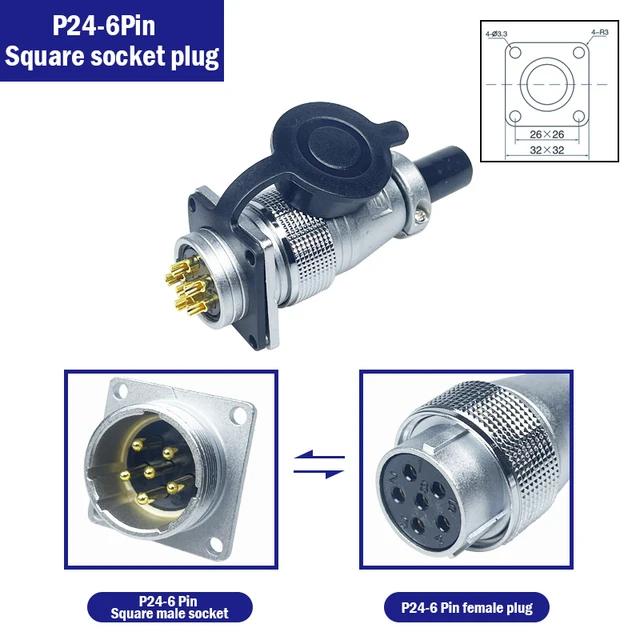 PLS24 WS24 Circular Metal Aviation Socket Plug Wire Female Male Connector M24 Threaded Coupling Panel 6/10/12/19 Pin