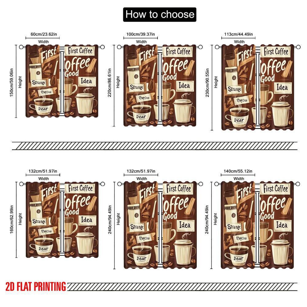 2 Stück, 2D-Flachdruck Vorhänge&Fensterdekoration Kaffee Collage(1) Vielseitiges Polyester (ohne Stange) Dekorationen im Inneren von Ldeal