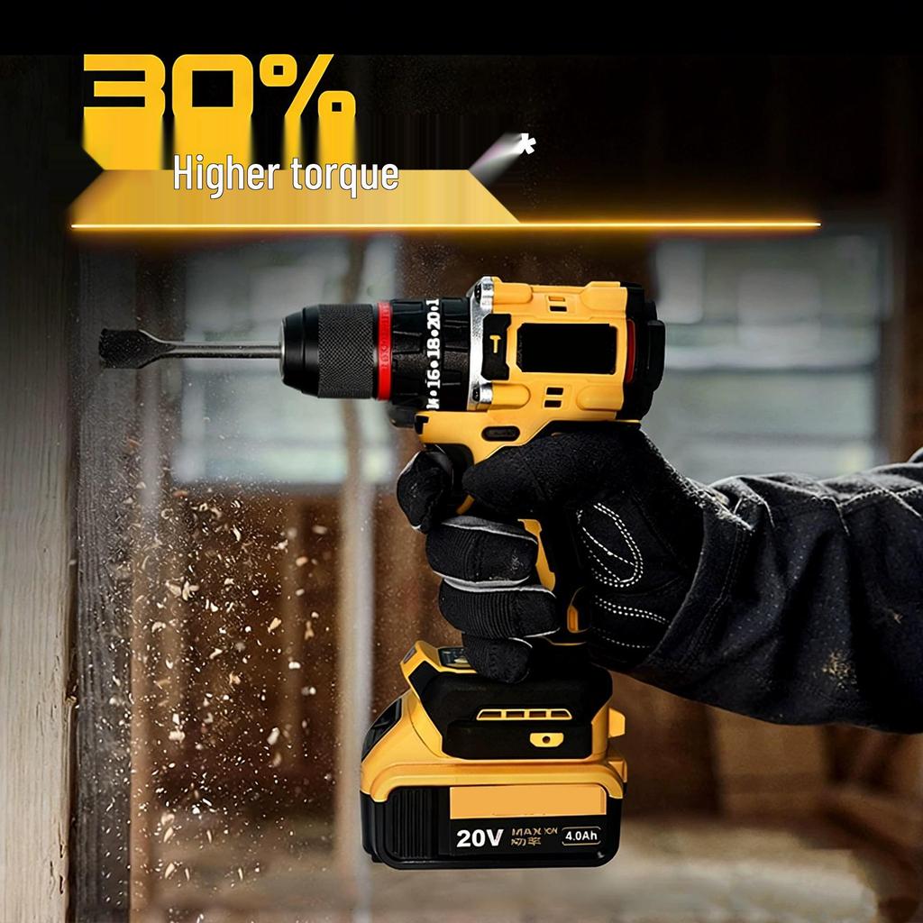 20V Lithium-ion Cordless Drill/Driver with Impact Function, Dual Speed, Multi-gear Torque Adjustment