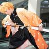 Agatsuma Zenitsu Cosplay Costume Wig Haori Embroidery Top Elastic Pants Belt Rose Net Cos Halloween Christmas Gift