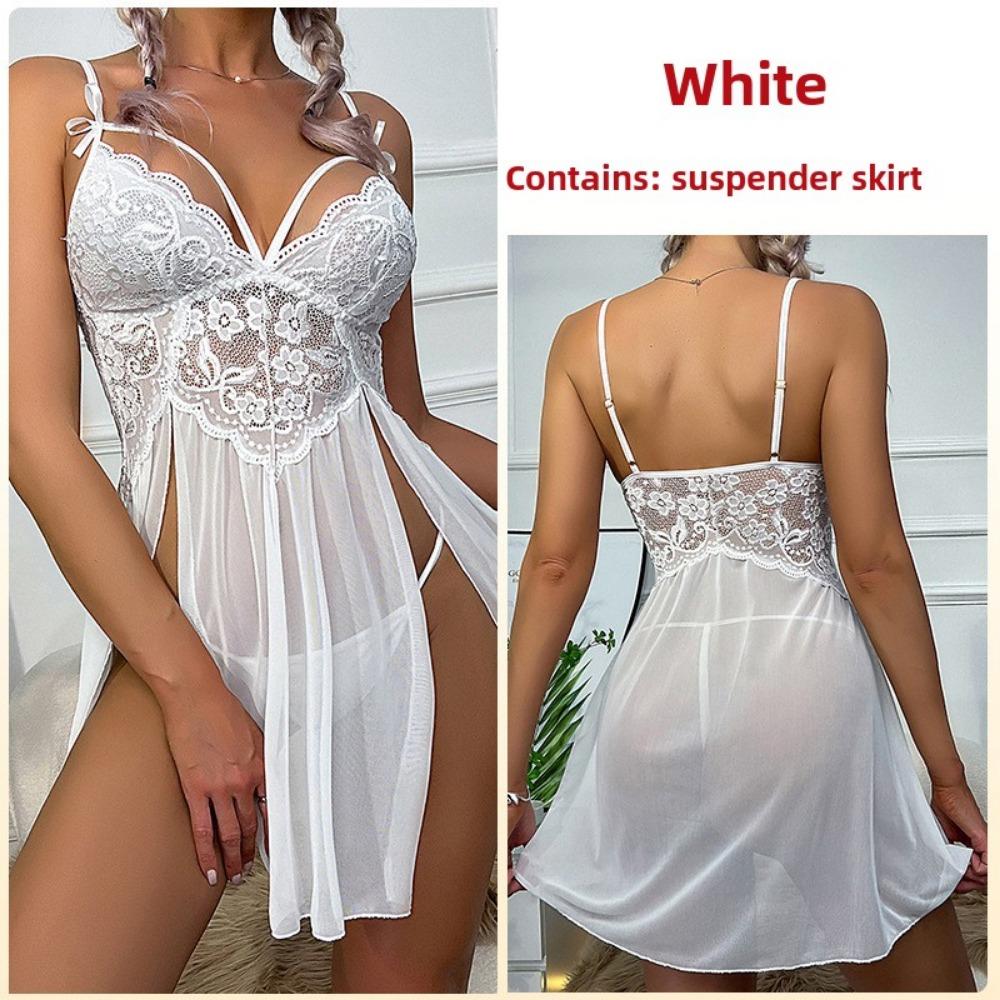 

Сексуальна білизна Сексуальна сітчаста прозора піжама Мереживна вишита нічна сорочка на підтяжках Одяг для відпочинку M