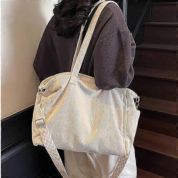 Women's Handbag, Corduroy Shopper Bag, Large School Bag Pink