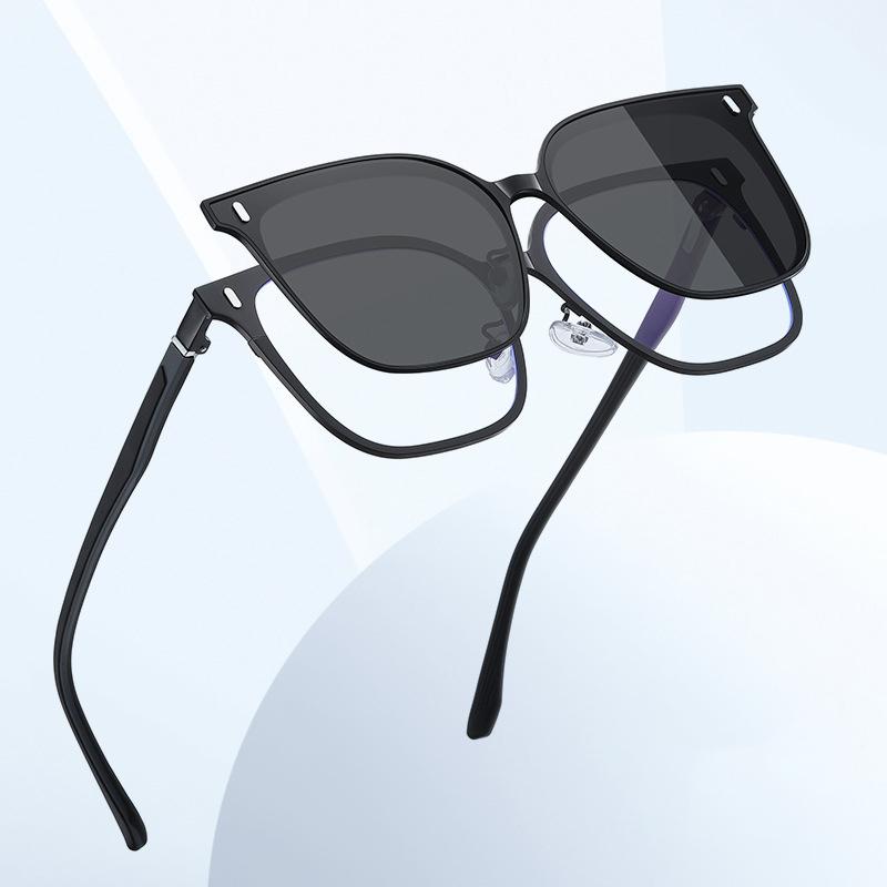 Magnetic Clip Fashion Polarized 2 In 1 Glasses Frames Men Women On Sunglasses square High Quality Retro Eyeglass Magnet Clips