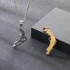 Larger Stainless Steel Gun Charm Pendant Necklace For Men Hip Hop Gold Color Party Jewelry Chunky Rock Boy Gift