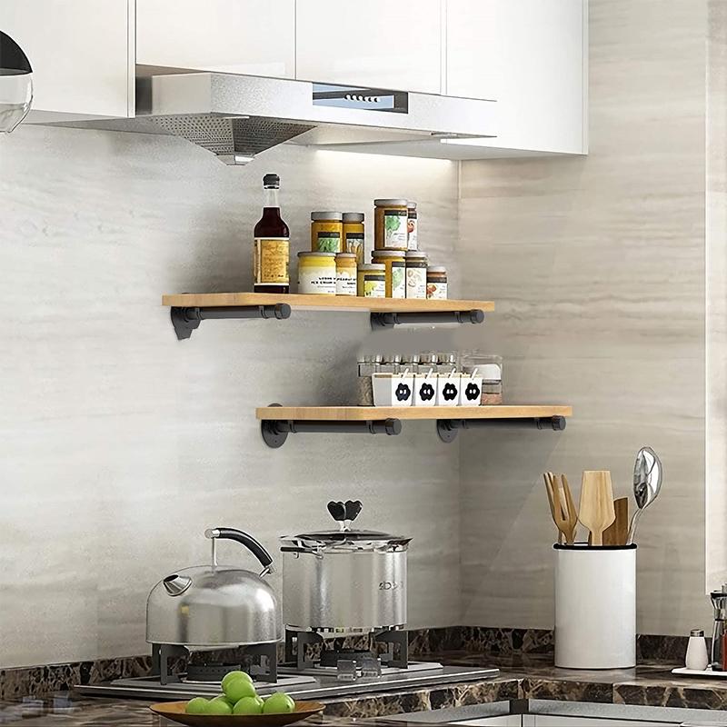 Retro Industrial Black Iron Pipe Wall Storage Shelf Holder Brackets, Book Shelving, Create A Focal Point In Your Room