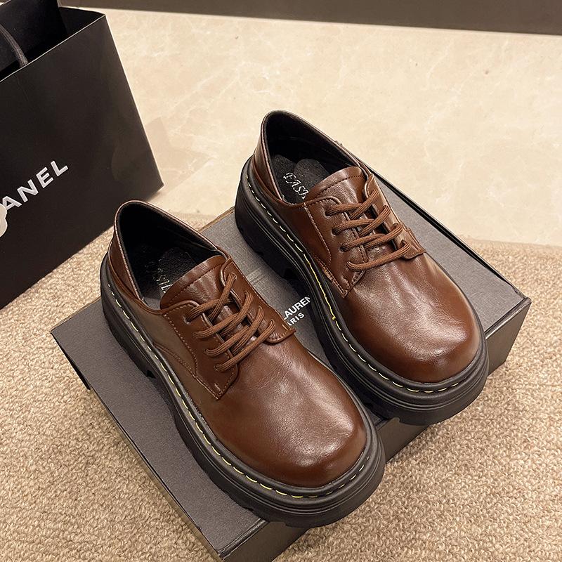 Fashion Women Shoes British Style Versatile Loafers Luxury Shoes for Women 2025Fashion Comfortable Leather Shoes Thick Soled Oxford Shoe