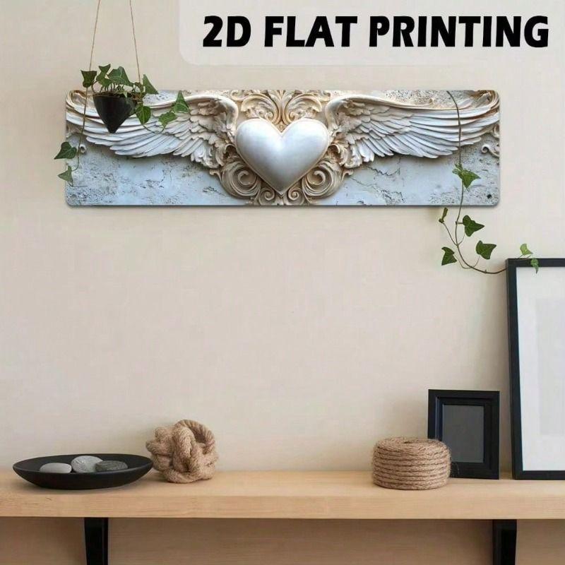 Vintage Metal Wall Art Angel Wings Heart for Wedding Gift