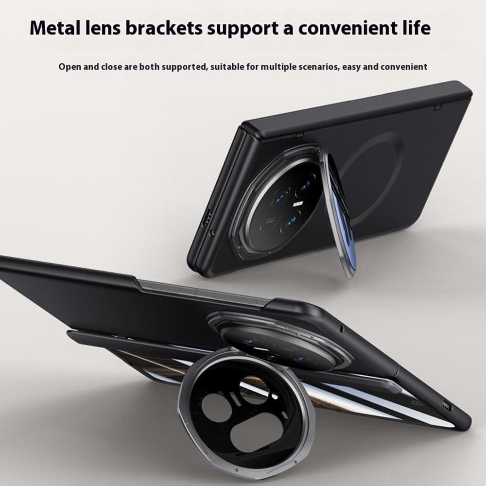 For Honor Magic V5 5G Magnetic Case Hard PC Phone Cover with HD Tempered Glass Film,Lens Kickstand