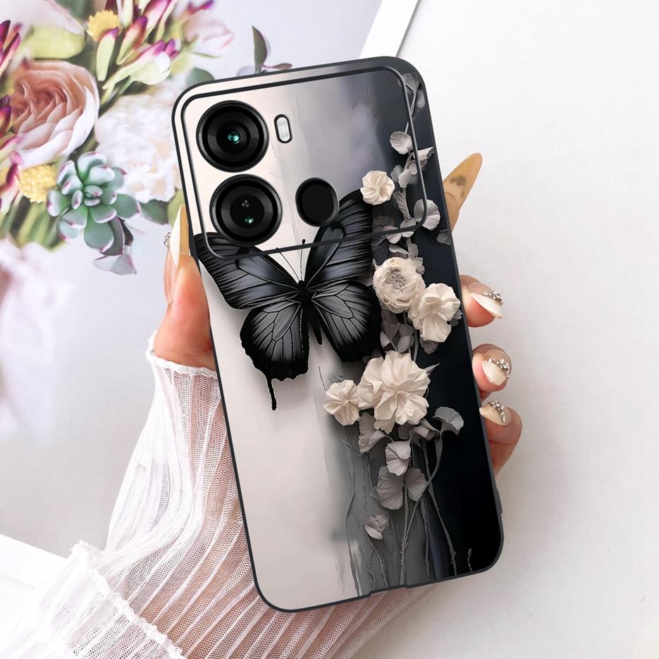 For Itel P40 Plus Case P683L Luxury Butterfly Tree Painted Cover Soft Silicone Phone Case For Itel P40 P662L P 40 ItelP40 + Bags