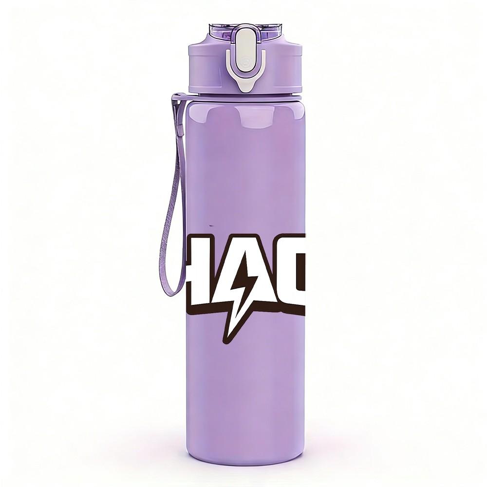 1PC Chaos Bold Letter Typography 750ml Color Plastic Sports Water Bottle Leakproof Flip Straw Lid Suitable for Sports Office Home Use