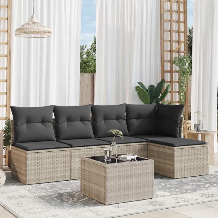 VidaXL Garden Lounge Set with Cushions 6 Pcs, Sofas with Adjustable Feet, Outdoor Furniture Set Patio Terrace, 3249371