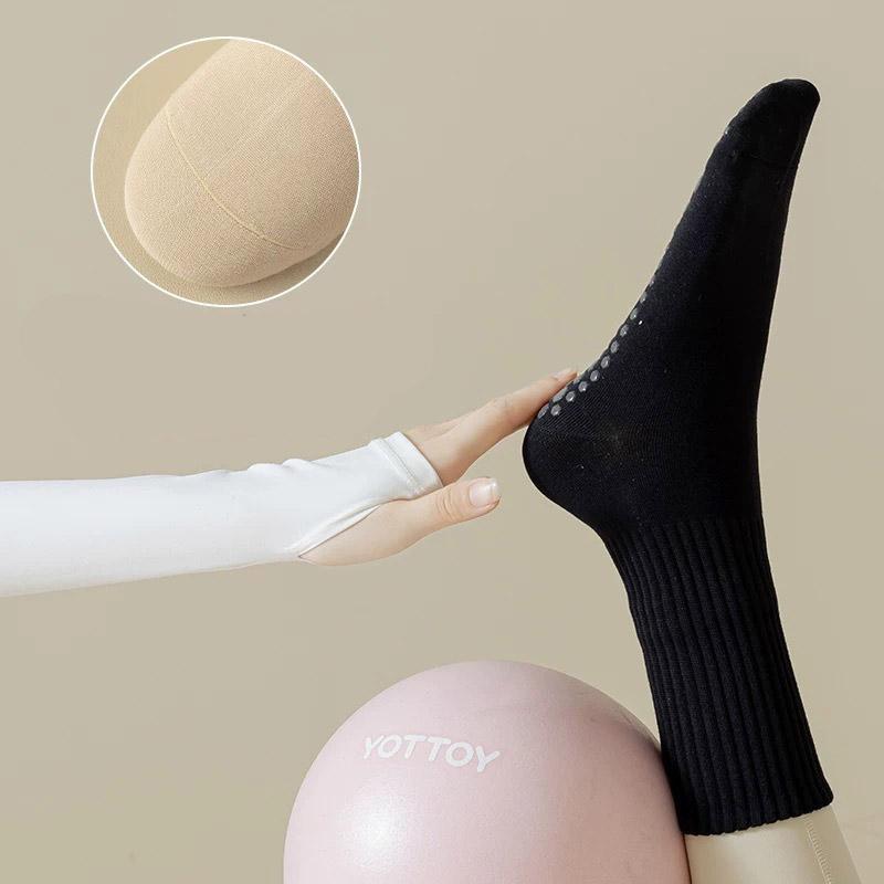 Mid-Calf Yoga Socks Anti-Slip Breathable Sweat-Absorbing Odor-Free Massage Sole for Pilates Gym Fitness Floor Socks