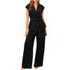 Women's Suit Two Piece Sleeveless Belted Slim Jacket Thin Top + Side Zip High Waisted Pants Pure Colour Belted Suit Set