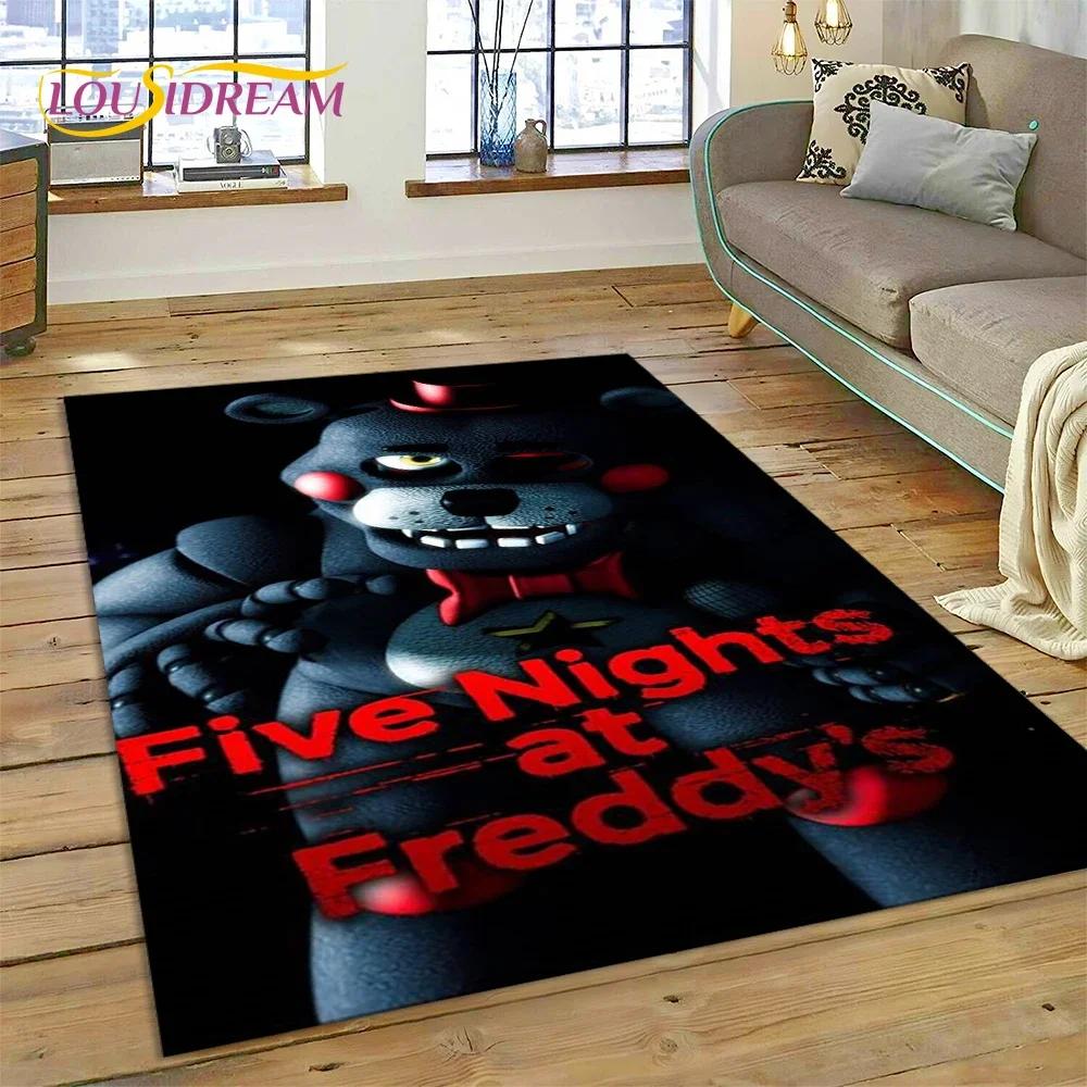 3D Hororová hra FNAF-F Freddy Koberec pro Obývací pokoj Ložnici Domácí Dekorace na Pohovku, Koberec do Dětského Herního Koutku Protiskluzová Podložka Dárek