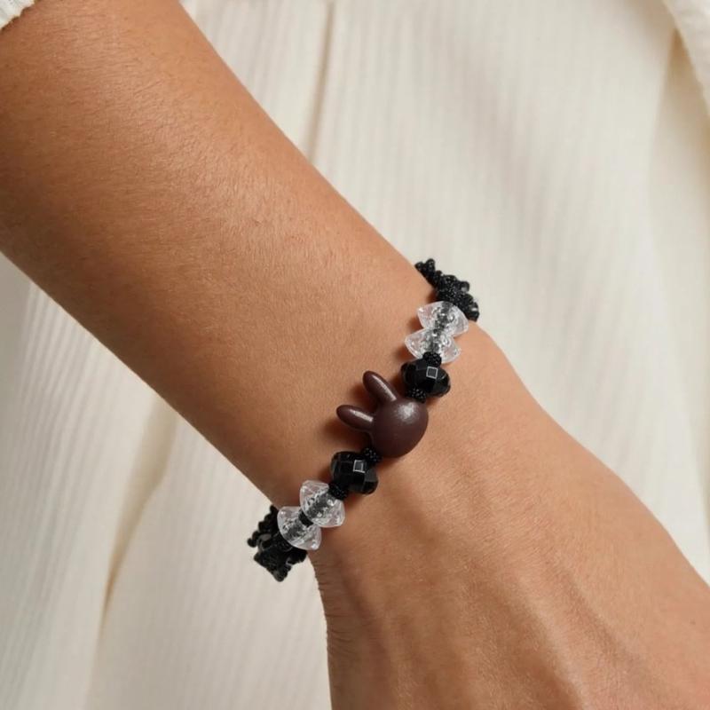 Braided Bracelet Rabbit Bracelet Charm Bracelet Handwoven Cord Bracelet Present for Youthful Trendsetters and Art Lovers