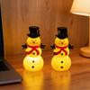 Christmas Snowman Night Light Ornament; Glowing Snowman Top Hat Glowing Figurine