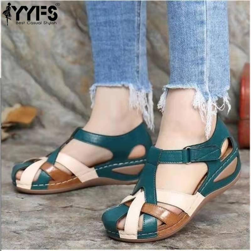 

New Summer Women Premium Open Toe Orthopedic Sandals Ladies Slippers Vintage Non-slip Breathable Slippers Plus Size Sandals 43 світло-коричневого кольору