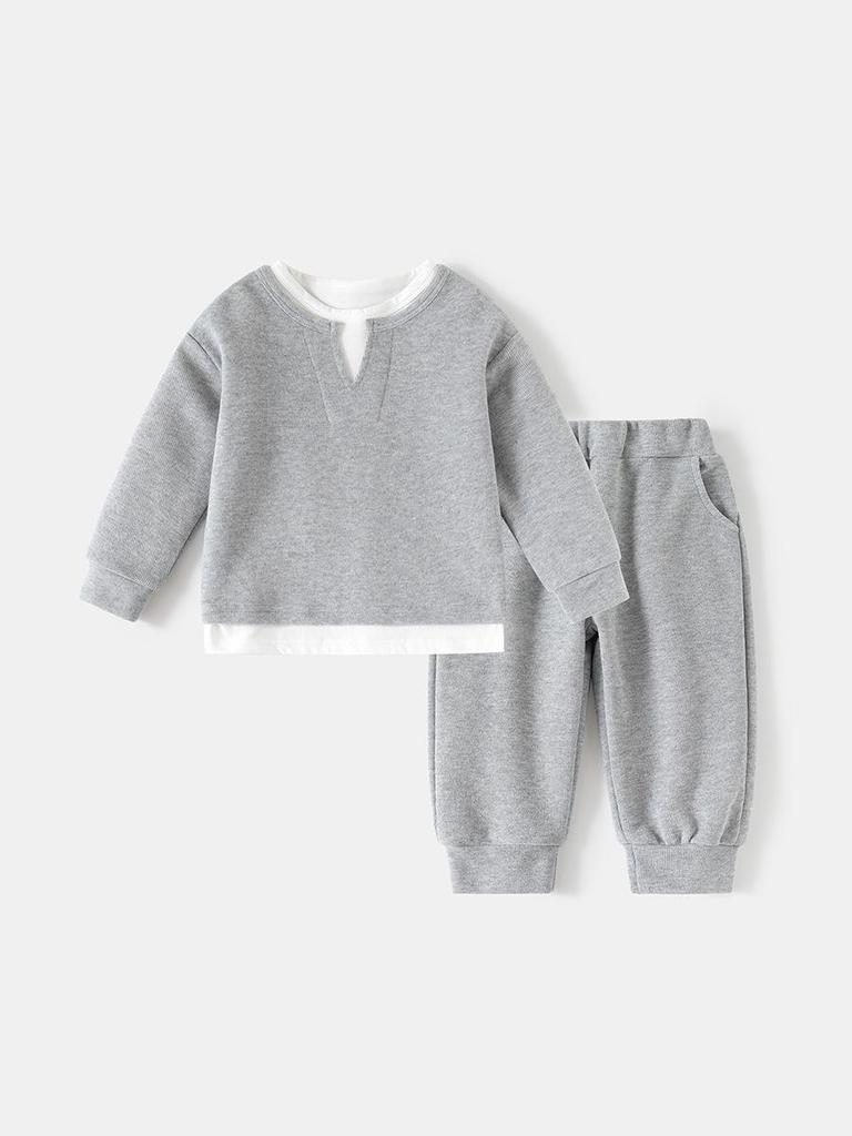 Boys' Spring Two-Piece Outfit: Hoodie and Long Pants Set for Kids