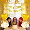 26 PCS Gold Theme Kit Foil Fringe Curtain Happy Golden Birthday Banner  Birthday Party