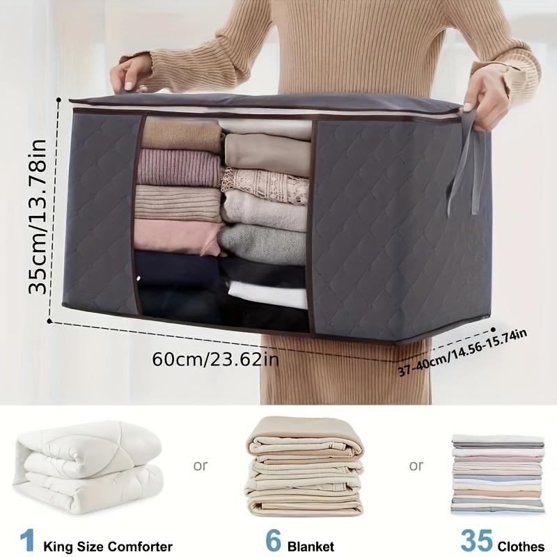 [Cutie de depozitare pliabilă] 1 buc Cutie de depozitare pliabilă din material textil de mare capacitate - Design matlasat durabil negru și gri, ideală pentru organizarea hainelor