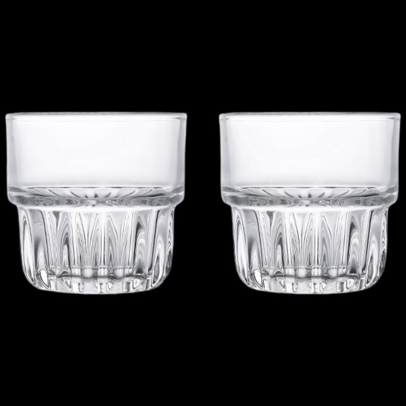 250ml Stackable Striped Glass Coffee Cups (20-Pack)