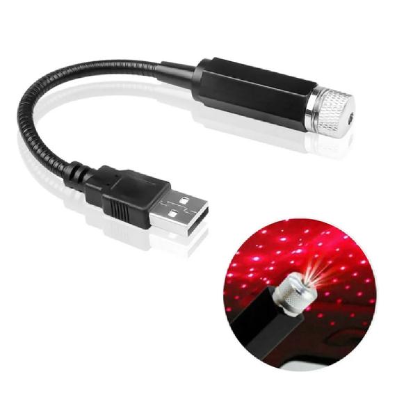 LED Car Roof Star Night Light Projector Atmosphere Galaxy Lamp USB Decorative Adjustable for Auto Roof Room Ceiling Decor красный