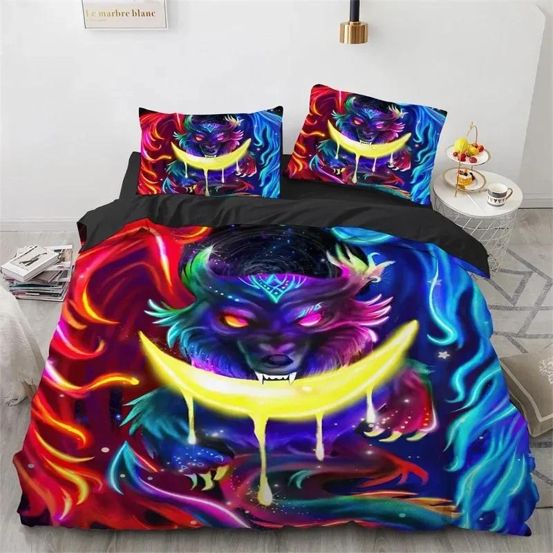 Luxury New 3D Print Mysterious Wolf Duvet Cover Set Microfiber Exotic Animal Bedding Set Wild Animals Full Queen Bedroom Decor