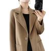 Women's Spring 2026 Slim-Fit Wool Coat: Mid-Length, Long-Sleeved, Elegant, for Petite Figures, High-End & Versatile