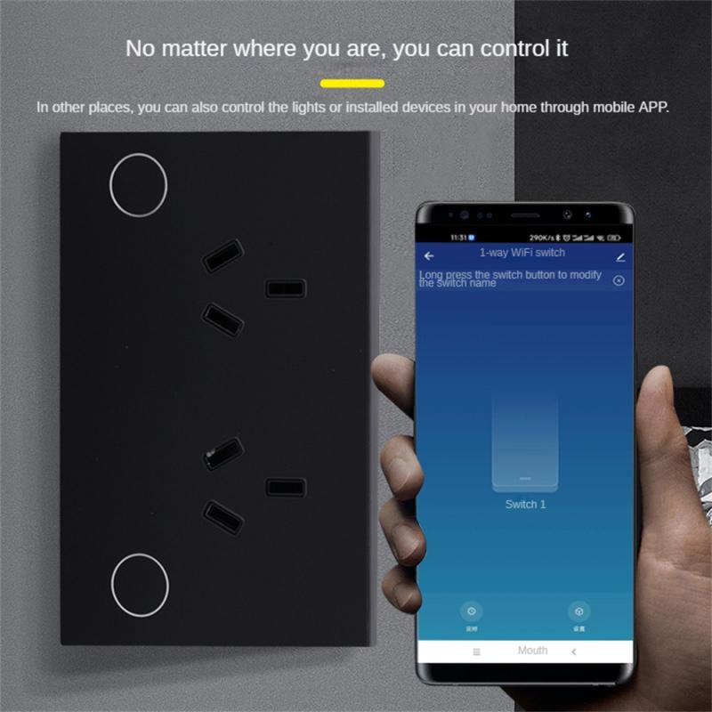 Corui Tuya Wifi Smart Socket 15a Double Au Plug Smart Touch Switch Support Smart Life App Light Wall Button Alexa Google Home