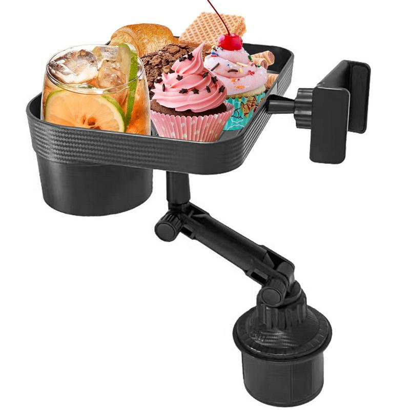 3 In 1 Car Cup Holder With Food Tray Phone Mount 360 Degree Rotation Tray Auto Food Table Tray With Solid Base For Car Interior