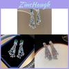 Silver Drop Earrings Geometric Zircon Embellished Elegant Jewelry For Women Spring