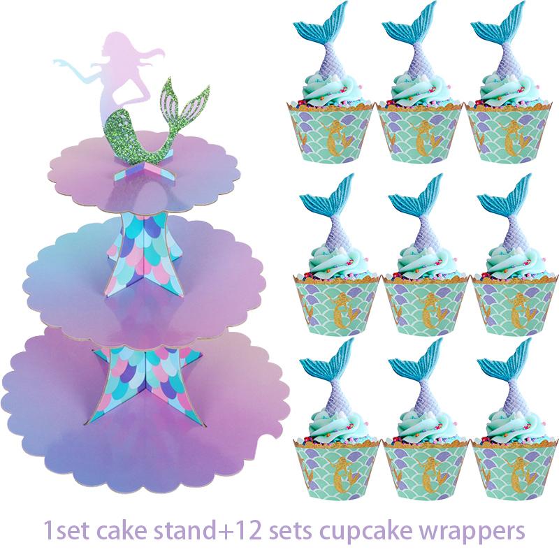 Mermaid Cake Stand Rack Under The Sea Mermaid 1st Birthday Party Decoration Cupcake Holder Girl Little Mermaid Baby Shower Party