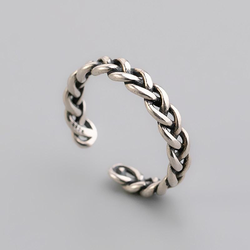 925 Sterling Silver Rings for Women Men Couple Minimalist Handmade Simple Chain Ring Party Jewelry Gift Prevent Allergy