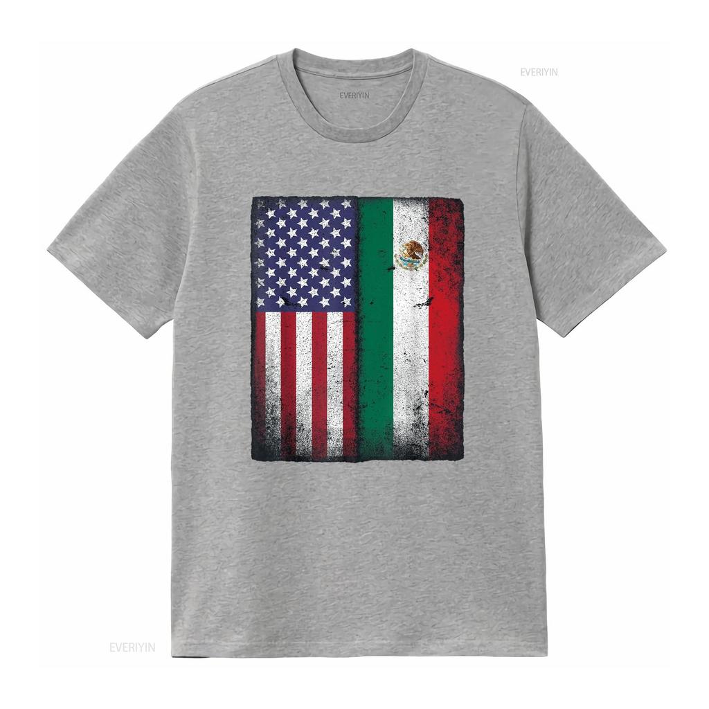 Mexican American Flag Mexico Usa Mexicana Mexicano T Shirt vintage Washed Stretched Slightly graphic Casual homme Soft Stylish