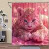 1 Stück Rosa Leopard Duschvorhang mit Haken, Stilvolle Heimdekoration für Alle Jahreszeiten, Helles Rosa Leopardendesign, Leopardendekor