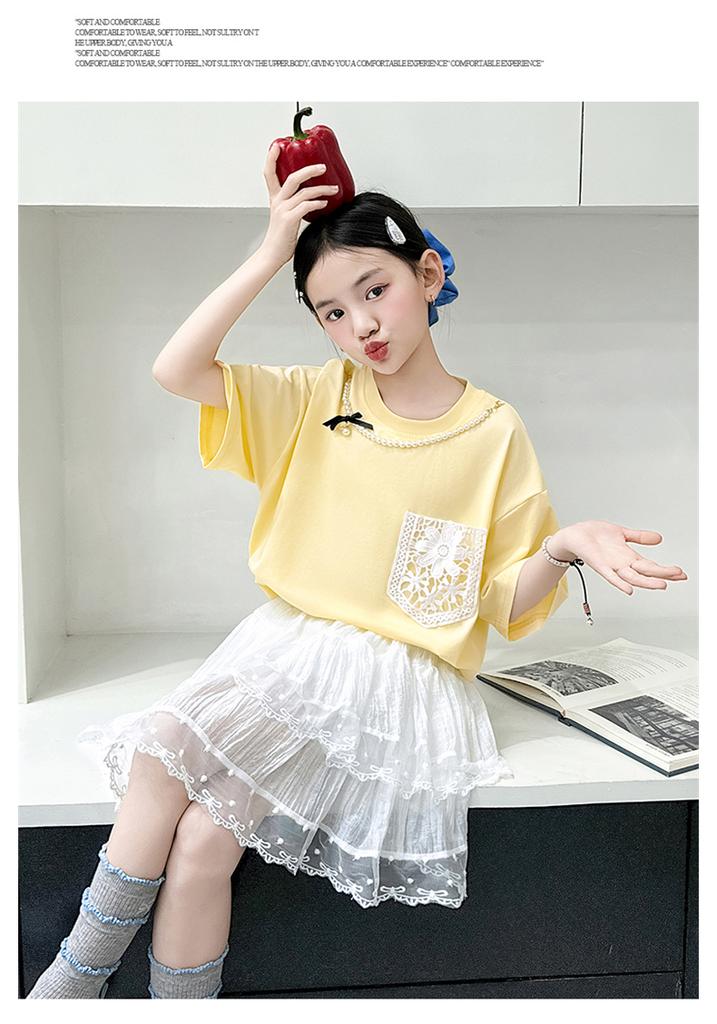 Girls' Summer Skirt Set, New Children's Clothing, Medium and Large Children's Beautiful and Good-looking T-shirt Skirt Two-piece Set
