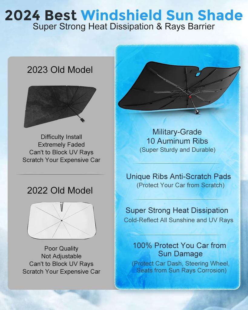 Car Windshield Heat Insulation Sunshade: Full Blackout Summer Sun Protection Umbrella