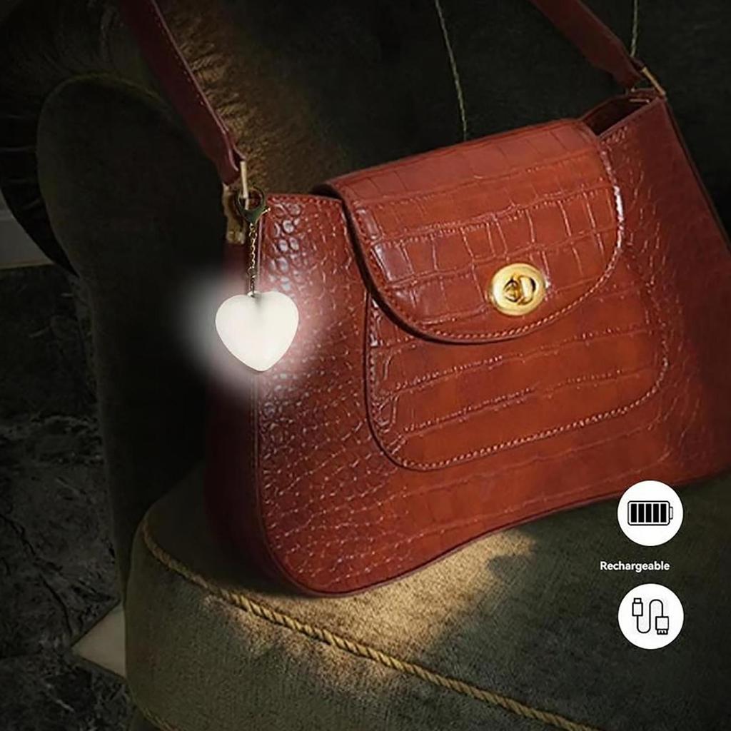 LED Handbag Light Bag Lamp Heart Shaped Touch Sensor Purse Night Light with Keychain Xmas Gifts for Women Girl