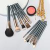 Neues 12-teiliges blaues Holzgriff-Make-up-Pinselset, Faserhaar-Puderpinsel, Foundation-Pinsel Schönheitswerkzeug